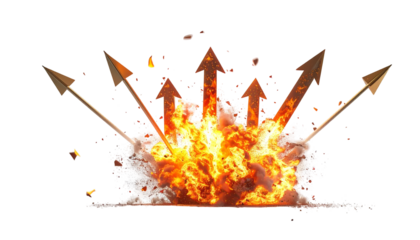 Fiery arrows exploding upward