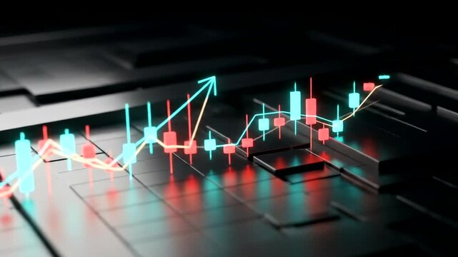 Abstract financial chart illustrating market trends on a dark background