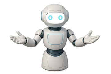 Robot assistant welcoming people, providing information, and interacting with artificial intelligence technology