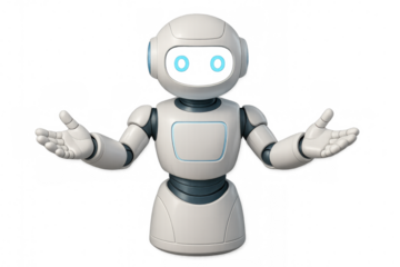 Robot assistant welcoming people, providing information, and interacting with artificial intelligence technology