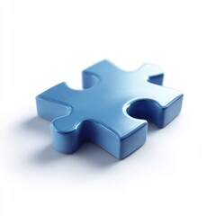 A puzzle piece, 3D, blue, solution concept, isolated
