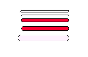 Abstract neon stripes and glowing horizontal bars dynamic composition vibrant red and white lines in dark setting isolated on transparent background