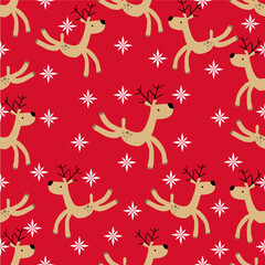 Hand-drawn christmas seamless pattern with reindeer