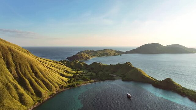 Stunning Aerial View of Komodo National Park Islands at Sunrise.