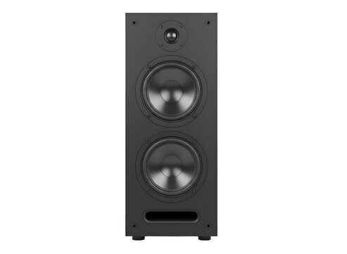 Black Audio Tower Speaker for Home Entertainment System on white background