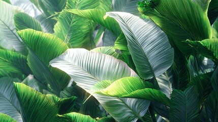 Lush Tropical Greenery: A Captivating View of Vibrant Calathea Leaves.