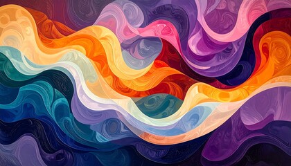 Abstract, swirling waves of color; a vibrant, flowing composition