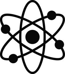 Modern Black Atom Icon Symbol Vector Illustration