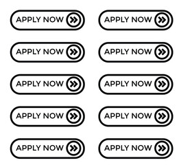 Apply Now Button Vector Set &ndash; Web UI, Click, Order, Subscribe, and Online Action Buttons on White & Transparent Background