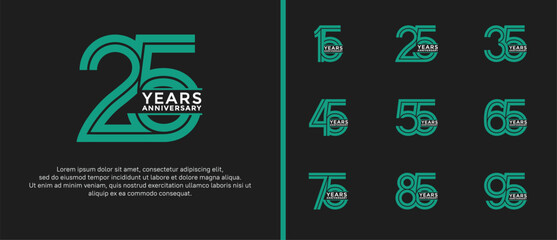 anniversary vector logo set, green color can be use for celebration