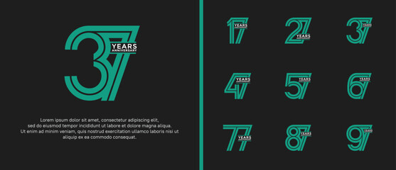 anniversary vector logo set, green color can be use for celebration