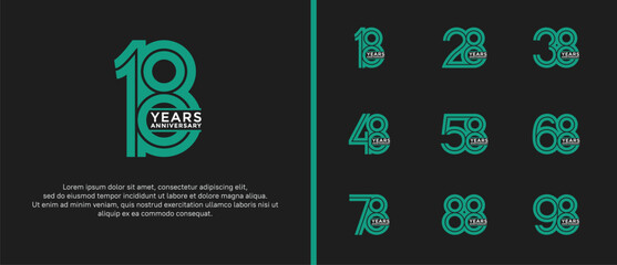 anniversary vector logo set, green color can be use for celebration