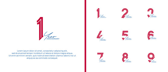 anniversary vector logo set, red color and black handwriting can be use for celebration