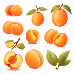 Apricots Collection Fresh, Juicy Fruits for Healthy Eating and Culinary Creativity, Isolated