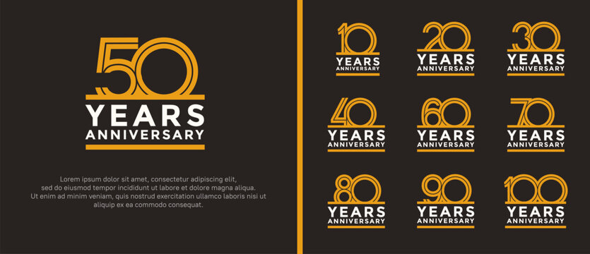 anniversary vector logo set, orange and white color can be use for celebration