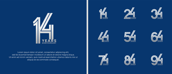 anniversary vector logo set, silver color can be use for celebration