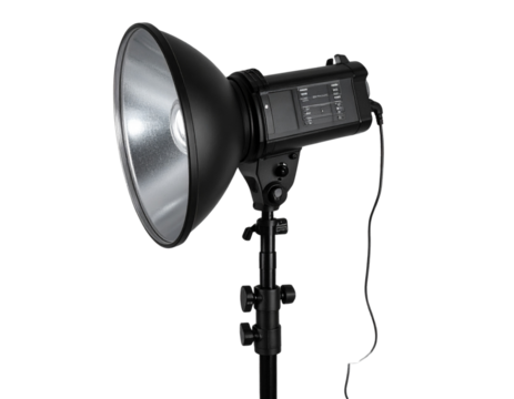 Professional Studio Flash with Reflector Head, isolated on transparent background 
