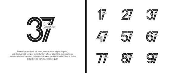 anniversary vector logo set, black color with handwriting can be use for celebration