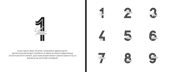 Obraz premium anniversary vector logo set, black color with handwriting can be use for celebration