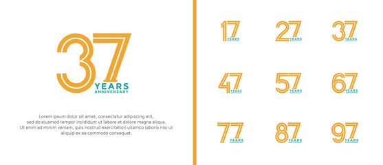 anniversary vector logo set, yellow and green color can be use for celebration