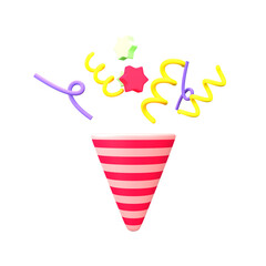 Simple Striped Party Popper with Confetti and Streamers Celebration Icon