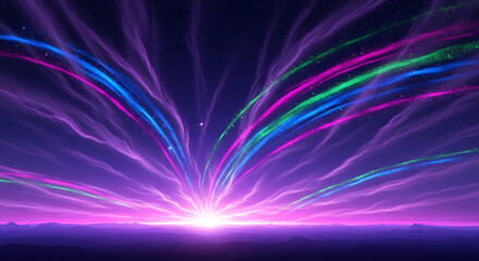 Vibrant aurora borealis displays colorful streaks of light against a dark night sky.