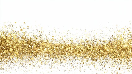 Naklejka premium A dense scattering of golden glitter particles against a bright white background