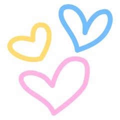 Three colorful hearts