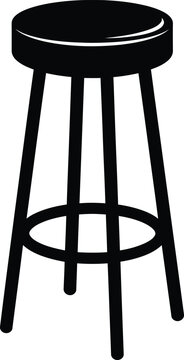 Black silhouette of a round top bar stool with four legs and a footrest seat furniture
