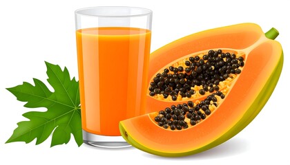 Papaya juice and fruit slice