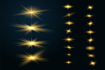 Glow isolated white transparent light effect set, lens flare, explosion, glitter, line, sun flash, spark and stars. Abstract special effect element design