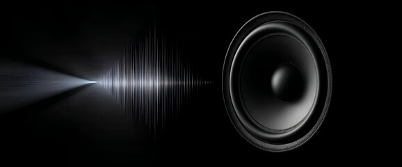 A striking image of a speaker producing sound waves, showcasing modern audio technology in a sleek design.