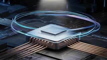 Abstract Digital Processor Design Illustrating Data Processing And Technological Advancement