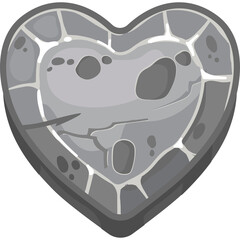 Stone Heart Shape With Cracks And Textured Surface Isolated On White Background Abstract Symbol Of...