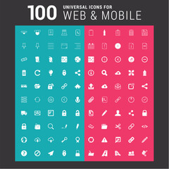100 universal icon set for web and mobile