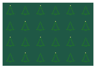 Christmas card: the geometric seamless Christmas tree on the dark green background 