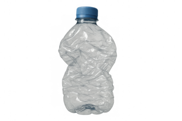 Crushed plastic bottle creating waste and pollution, highlighting recycling and environmental conservation