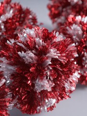 closeup of vibrant fluffy cheerleading pompoms  plastic  sparkly