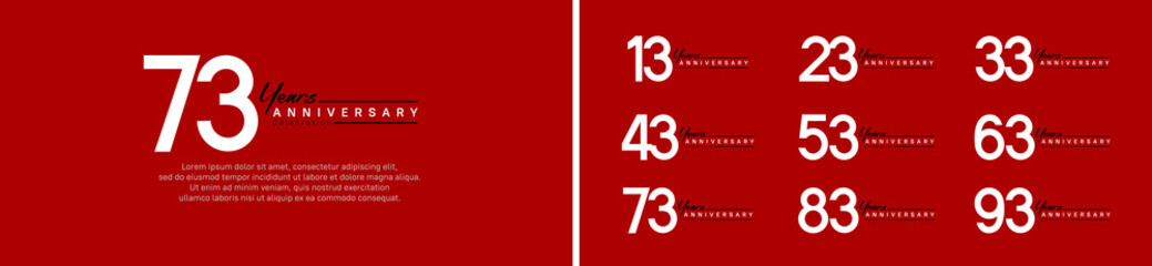 set of anniversary logo style with handwriting. vector design white color for celebration