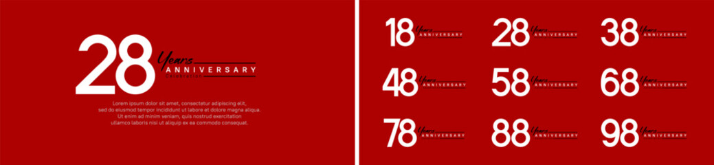 set of anniversary logo style with handwriting. vector design white color for celebration