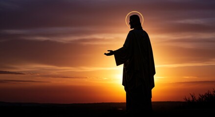 Fototapeta premium Glorious Backlit Image of Jesus with Celestial Glow