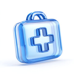 Obraz premium A clear blue first aid kit, symbolizing health and safety, perfect for medical and wellness contexts.