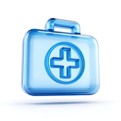 Fototapeta premium A blue first aid kit icon symbolizing medical care and emergency assistance, perfect for health-related content.