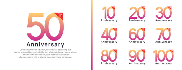set of anniversary logo style. vector design purple color for celebration