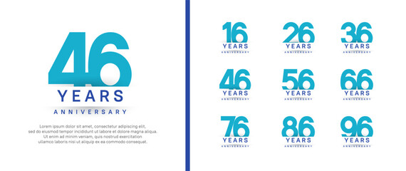 set of anniversary logo style. vector design blue color for celebration