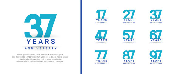 set of anniversary logo style. vector design blue color for celebration