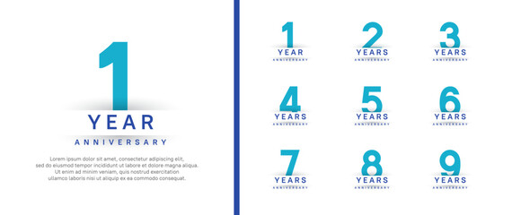 set of anniversary logo style. vector design blue color for celebration
