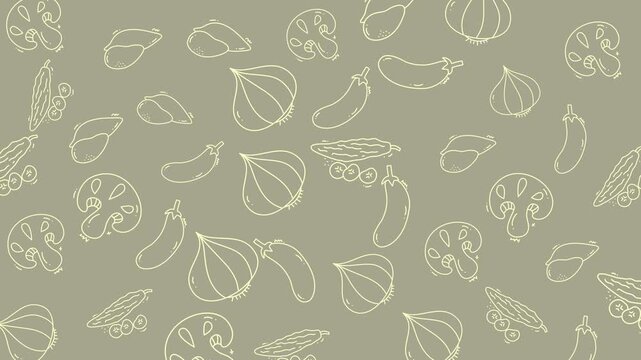 Pattern vegetable medley like eggplant lotus root and onions create a beautiful repeating design.