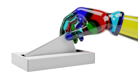 Futuristic Voting: A Colorful Hand Casting a Ballot.