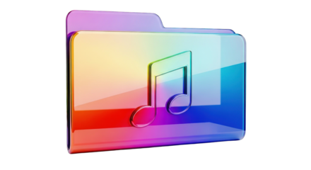 Colorful music folder icon representing digital audio files storage.